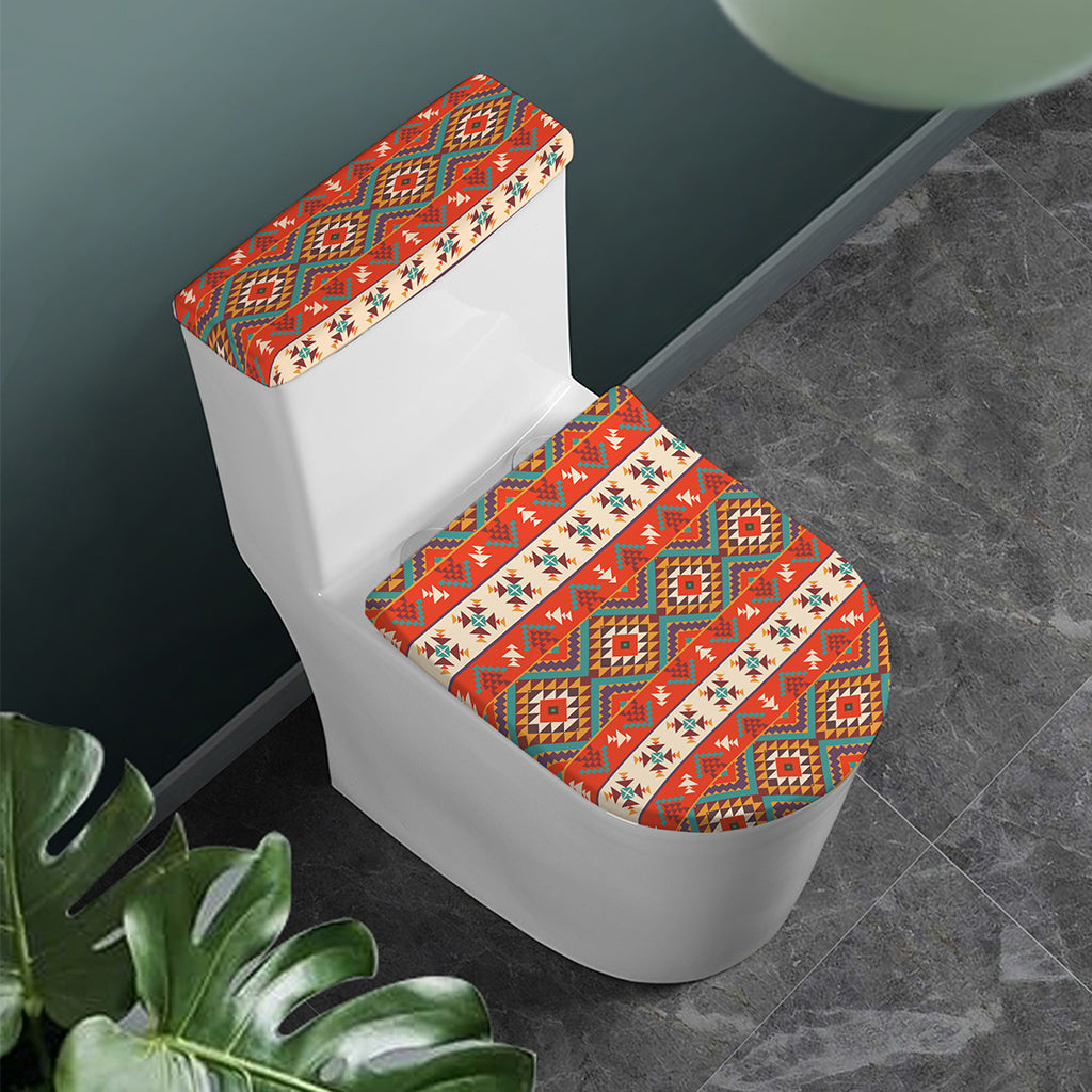 Geometric Native Navajo Print Toilet Lid And Tank Cover Set