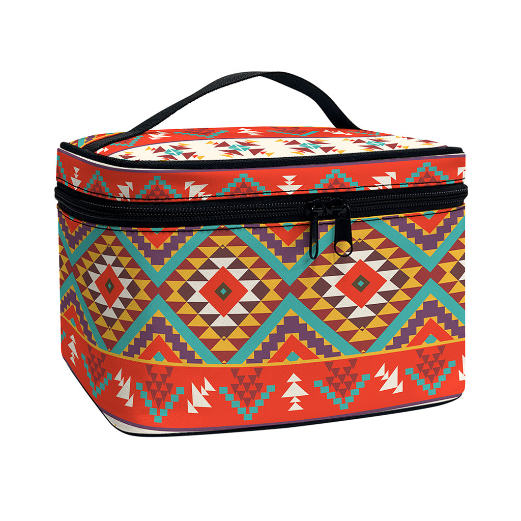 Geometric Native Navajo Print Travel Makeup Bag