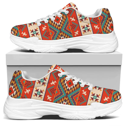 Geometric Native Navajo Print White Chunky Shoes