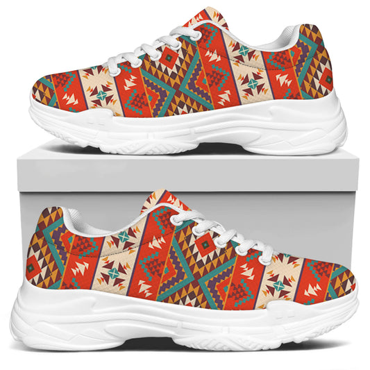 Geometric Native Navajo Print White Chunky Shoes