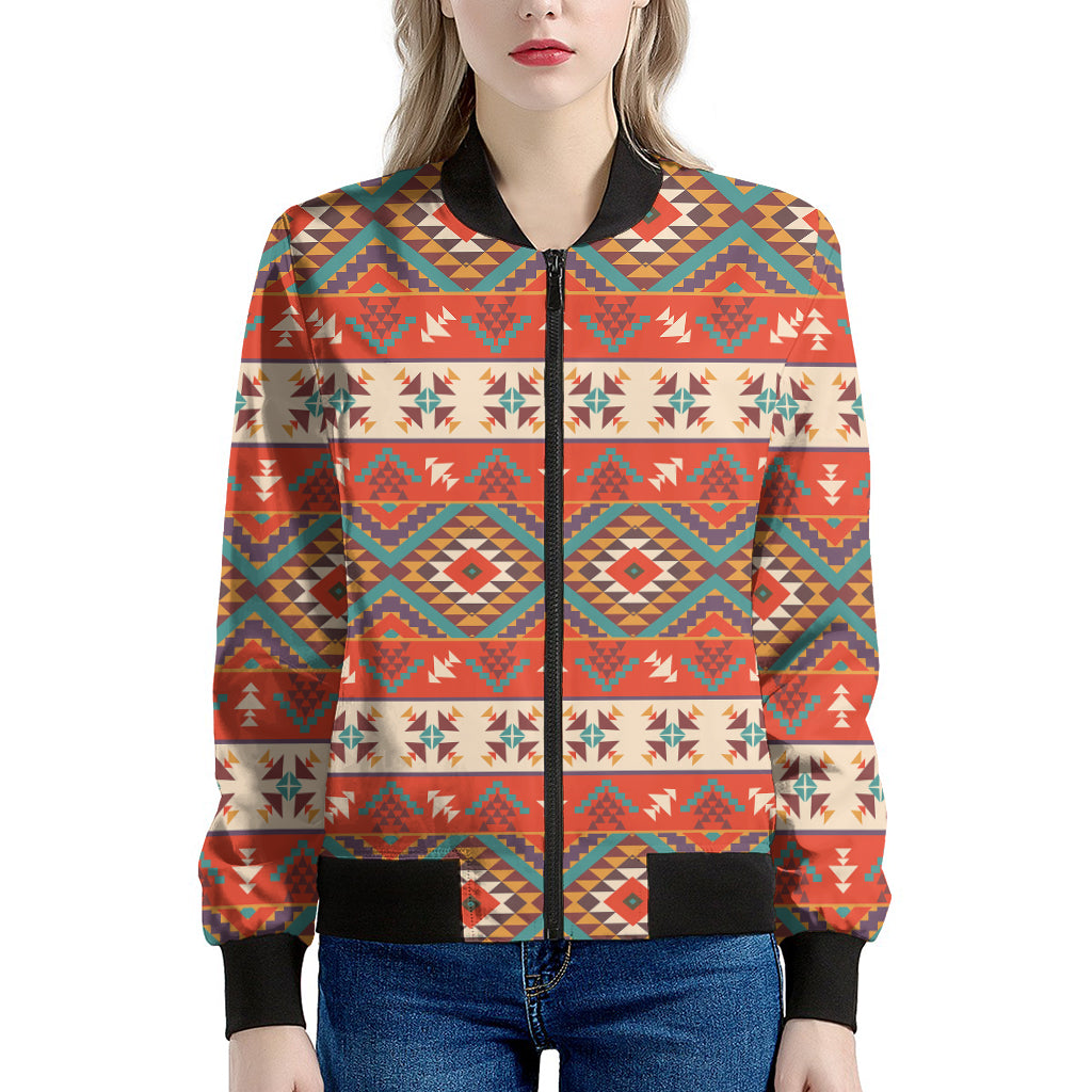 Geometric Native Navajo Print Women's Bomber Jacket