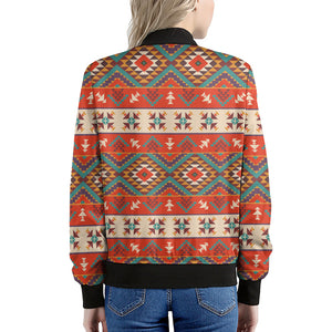 Geometric Native Navajo Print Women's Bomber Jacket