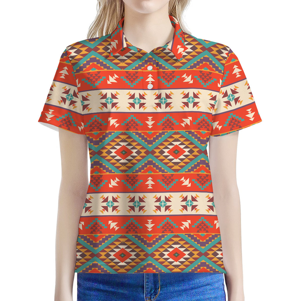 Geometric Native Navajo Print Women's Polo Shirt