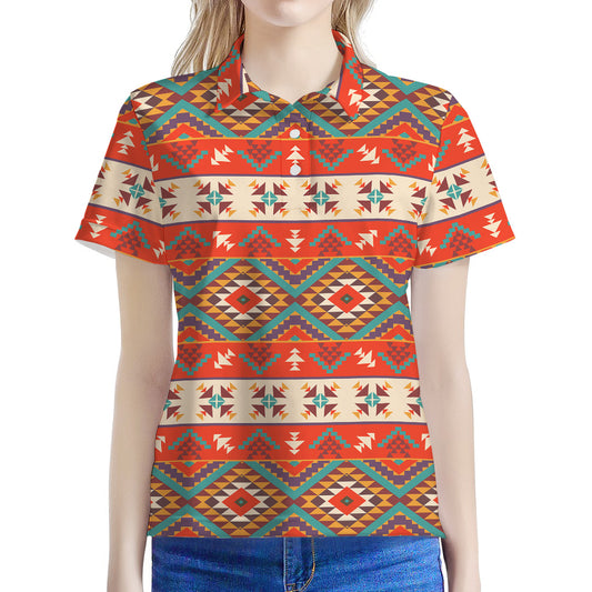 Geometric Native Navajo Print Women's Polo Shirt