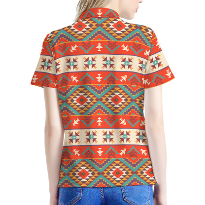 Geometric Native Navajo Print Women's Polo Shirt