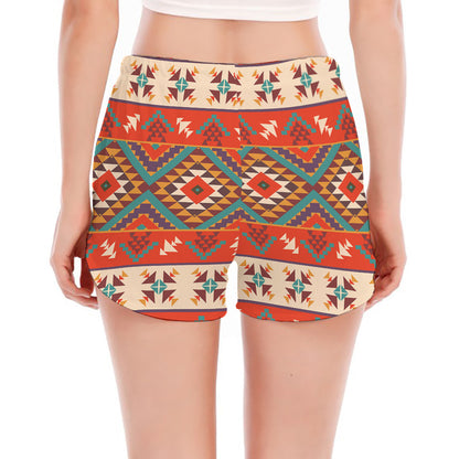 Geometric Native Navajo Print Women's Split Running Shorts