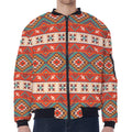 Geometric Native Navajo Print Zip Sleeve Bomber Jacket