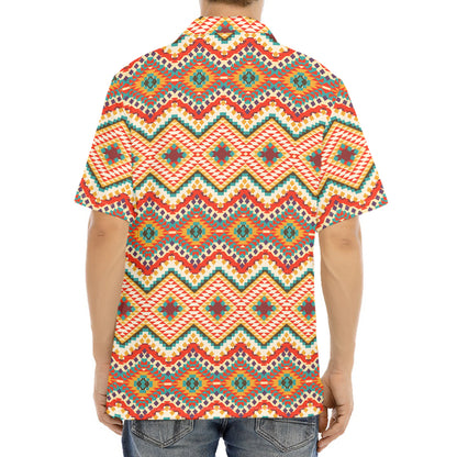 Geometric Navajo Pattern Print Aloha Shirt