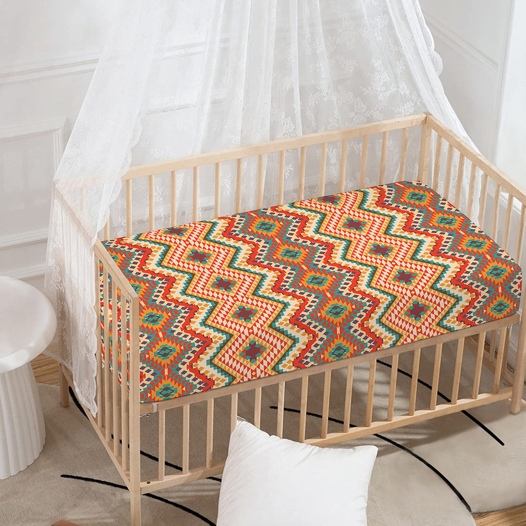 Geometric Navajo Pattern Print Baby Crib Sheet