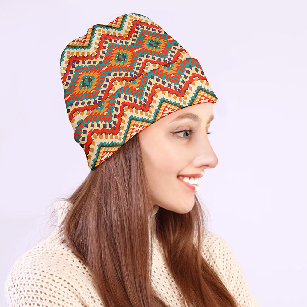 Geometric Navajo Pattern Print Beanie