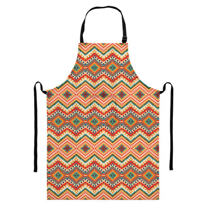 Geometric Navajo Pattern Print Bib Apron With Pocket