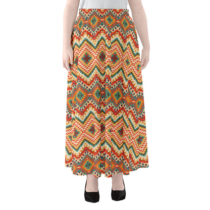 Geometric Navajo Pattern Print Chiffon Maxi Skirt