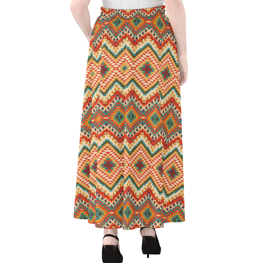 Geometric Navajo Pattern Print Chiffon Maxi Skirt
