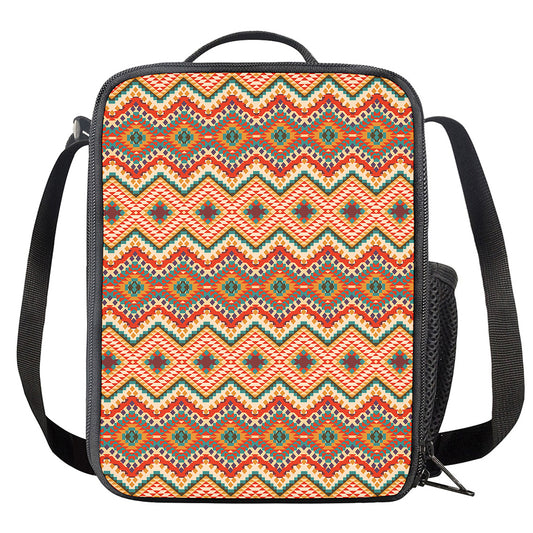 Geometric Navajo Pattern Print Crossbody Lunch Bag