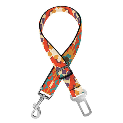 Geometric Navajo Pattern Print Dog Seat Belt