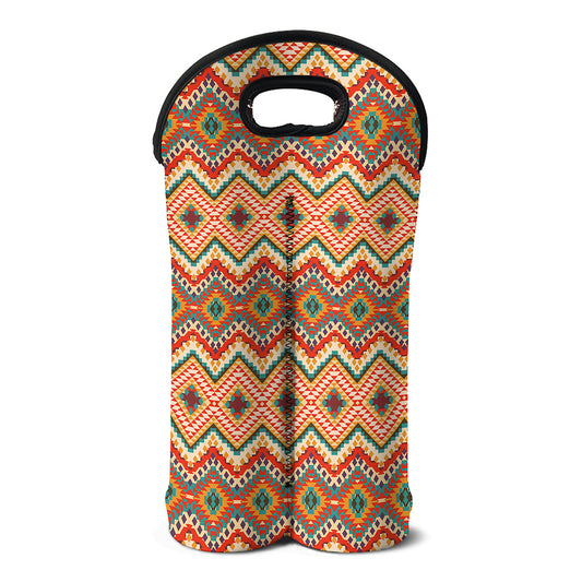 Geometric Navajo Pattern Print Double Neoprene Wine Tote