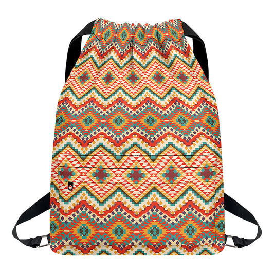 Geometric Navajo Pattern Print Drawstring Backpack