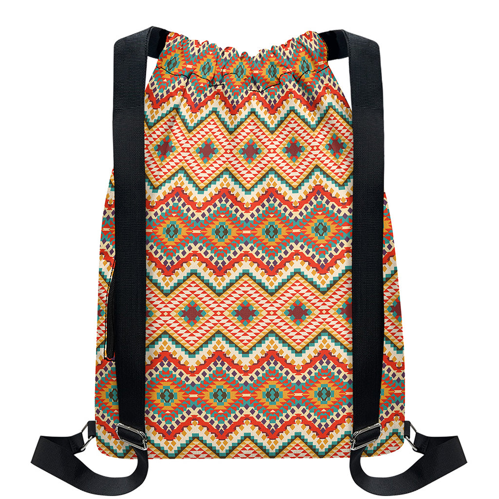 Geometric Navajo Pattern Print Drawstring Backpack