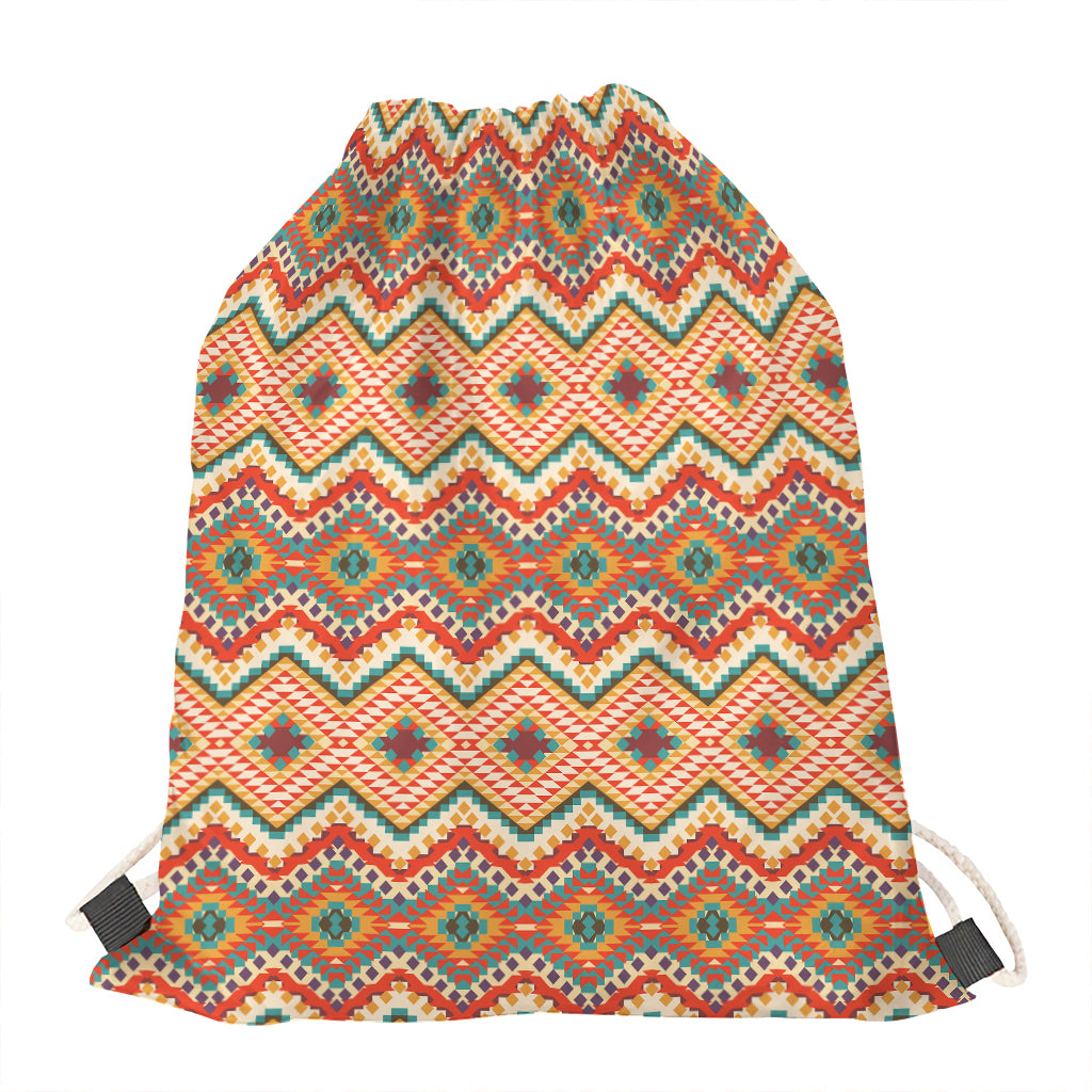 Geometric Navajo Pattern Print Drawstring Bag
