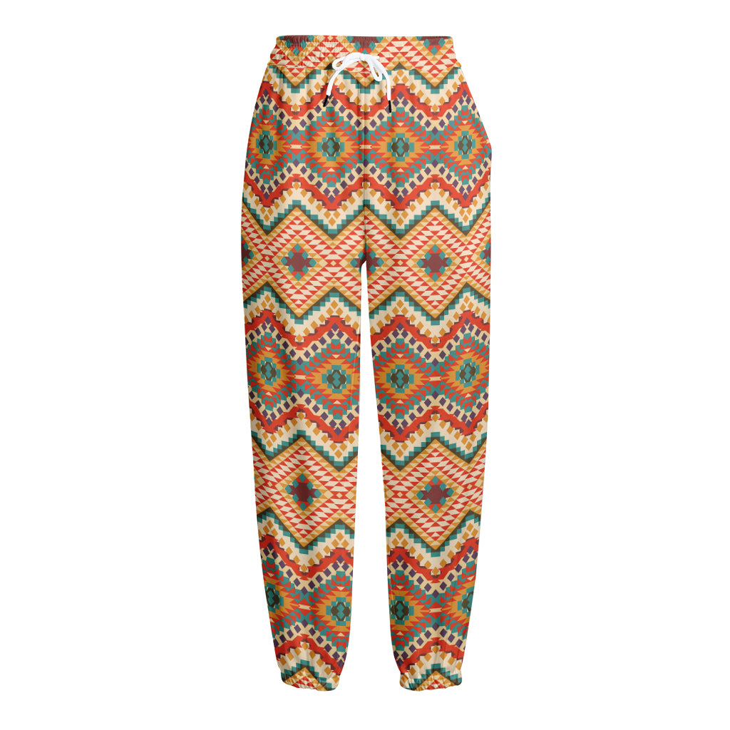 Geometric Navajo Pattern Print Fleece Lined Knit Pants