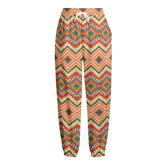 Geometric Navajo Pattern Print Fleece Lined Knit Pants