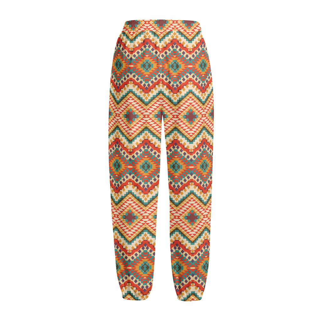 Geometric Navajo Pattern Print Fleece Lined Knit Pants