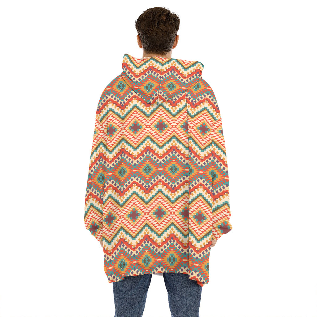Geometric Navajo Pattern Print Hoodie Blanket