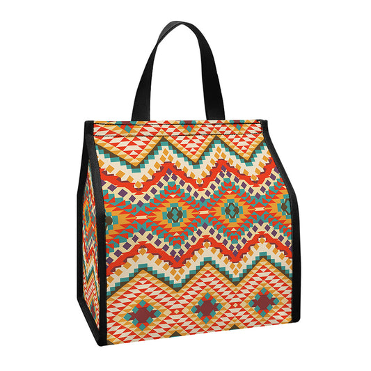 Geometric Navajo Pattern Print Insulated Lunch Tote