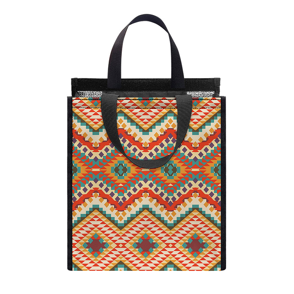 Geometric Navajo Pattern Print Insulated Lunch Tote