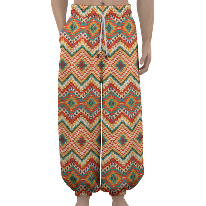 Geometric Navajo Pattern Print Lantern Pants