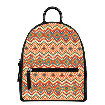 Geometric Navajo Pattern Print Leather Backpack