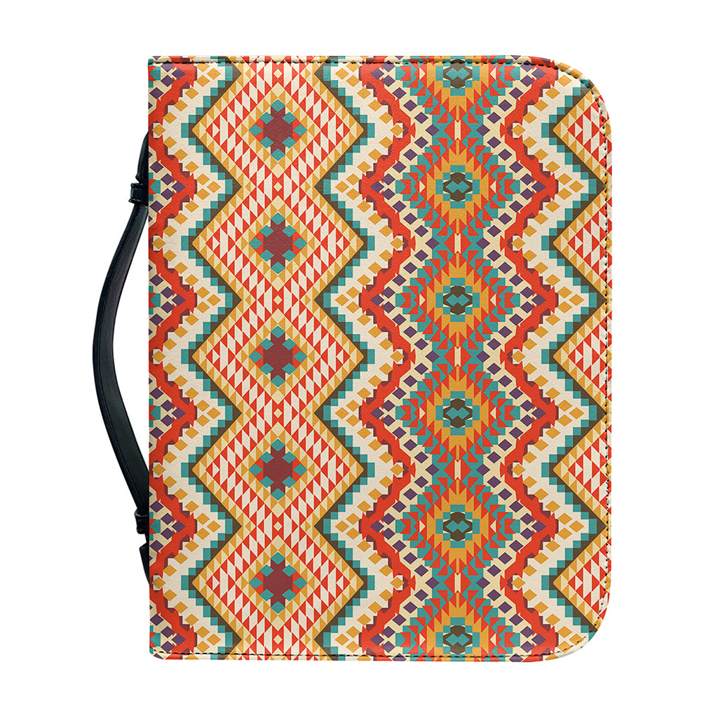 Geometric Navajo Pattern Print Leather Bible Cover