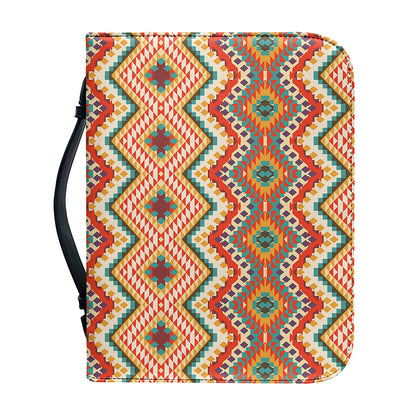 Geometric Navajo Pattern Print Leather Bible Cover