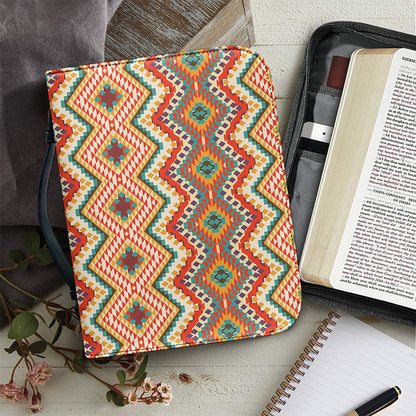 Geometric Navajo Pattern Print Leather Bible Cover