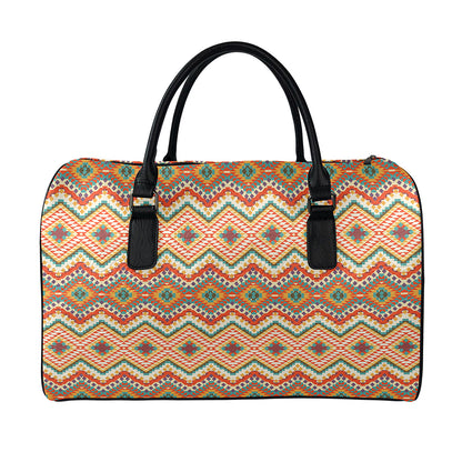 Geometric Navajo Pattern Print Leather Duffle Bag