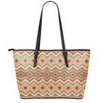 Geometric Navajo Pattern Print Leather Tote Bag