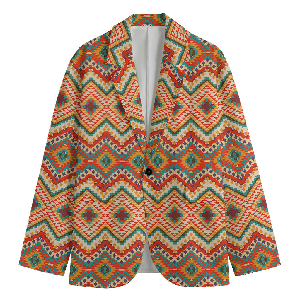 Geometric Navajo Pattern Print Men's Cotton Blazer