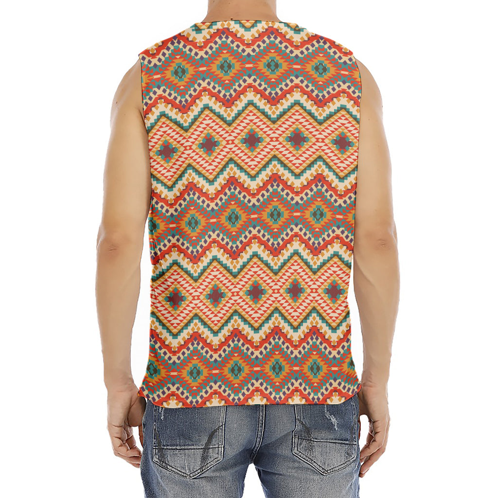 Geometric Navajo Pattern Print Men's Fitness Tank Top