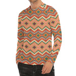 Geometric Navajo Pattern Print Men's Long Sleeve Rash Guard