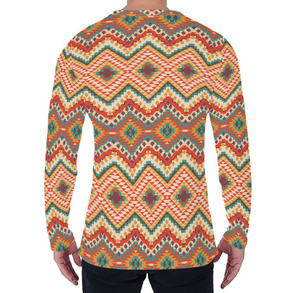 Geometric Navajo Pattern Print Men's Long Sleeve T-Shirt