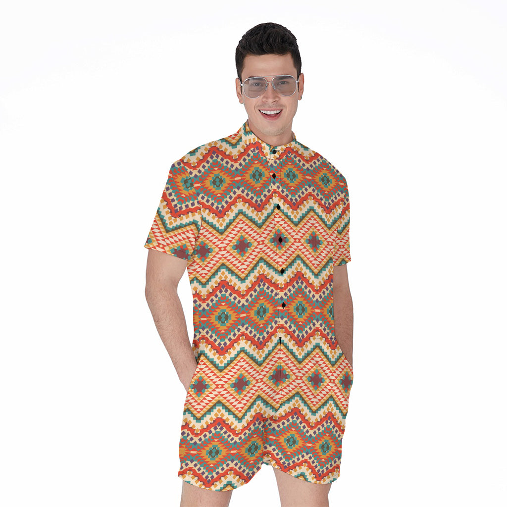 Geometric Navajo Pattern Print Men's Rompers