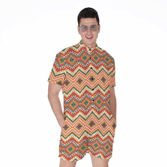 Geometric Navajo Pattern Print Men's Rompers