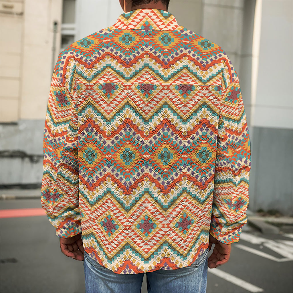 Geometric Navajo Pattern Print Men's Shirt Jacket