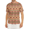 Geometric Navajo Pattern Print Men's Short Sleeve Rash Guard