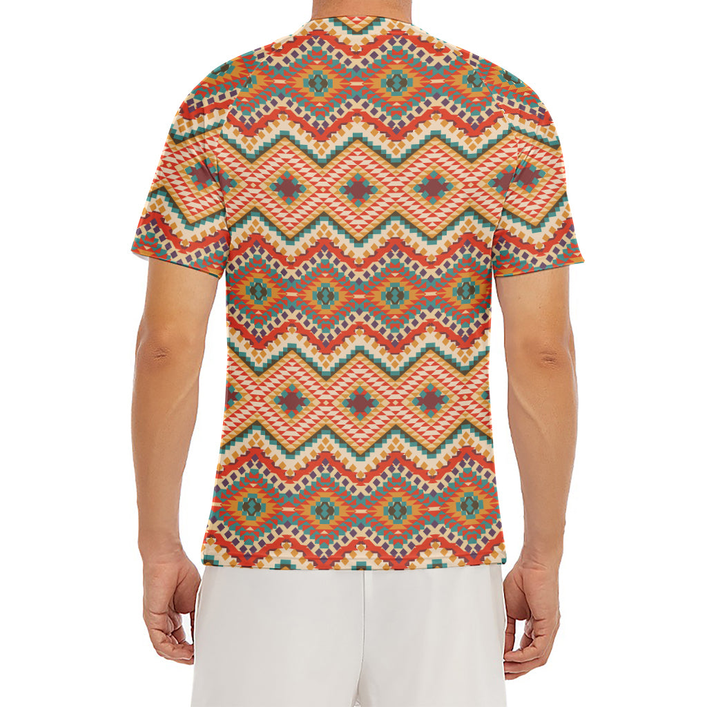 Geometric Navajo Pattern Print Men's Short Sleeve Rash Guard