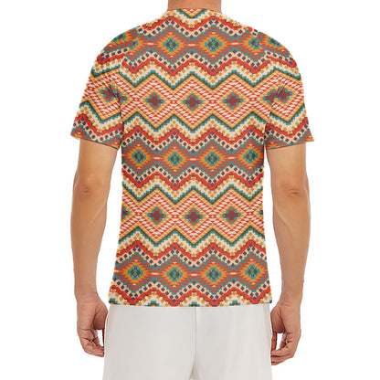 Geometric Navajo Pattern Print Men's Short Sleeve Rash Guard