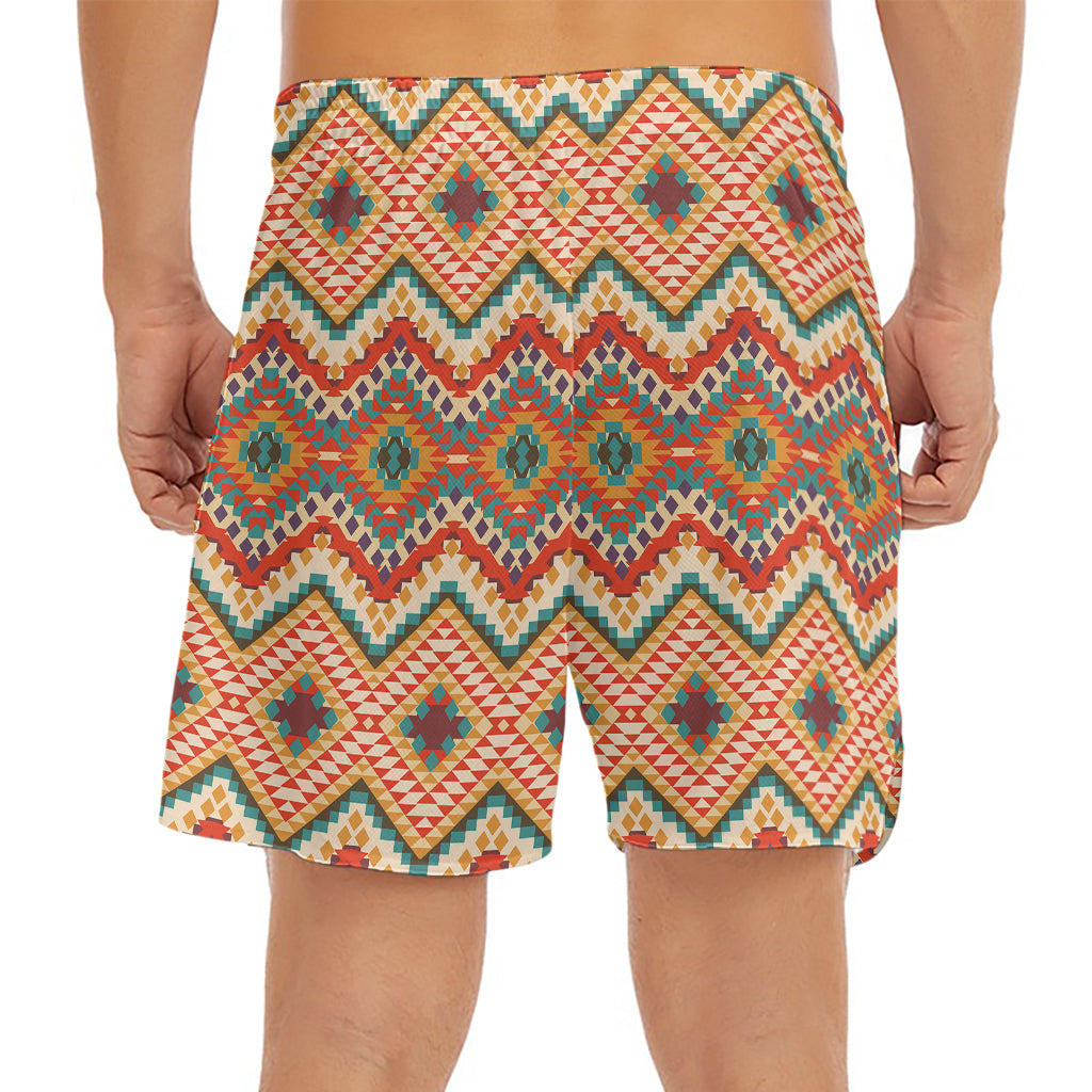 Geometric Navajo Pattern Print Men's Split Running Shorts