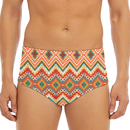 Geometric Navajo Pattern Print Men's Triangle Swim Briefs