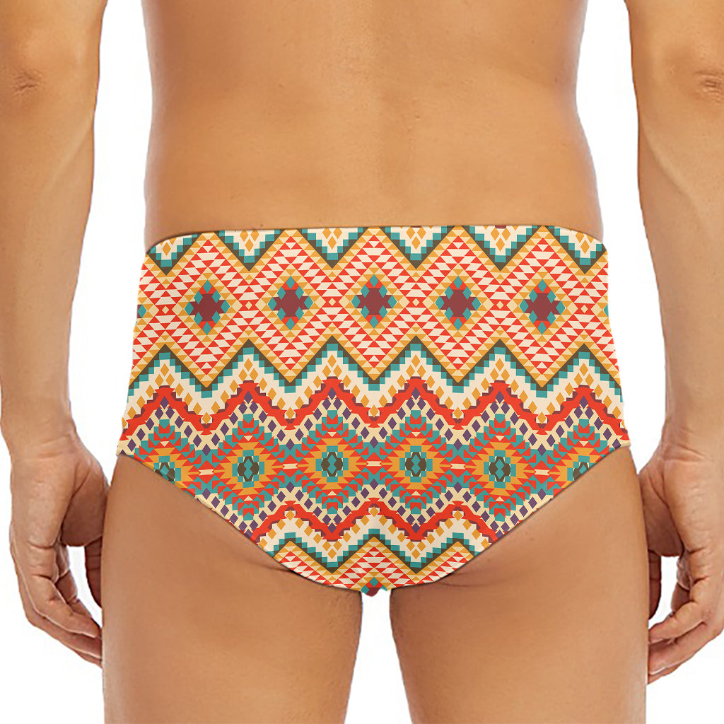 Geometric Navajo Pattern Print Men's Triangle Swim Briefs