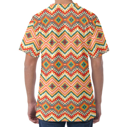 Geometric Navajo Pattern Print Men's Velvet T-Shirt